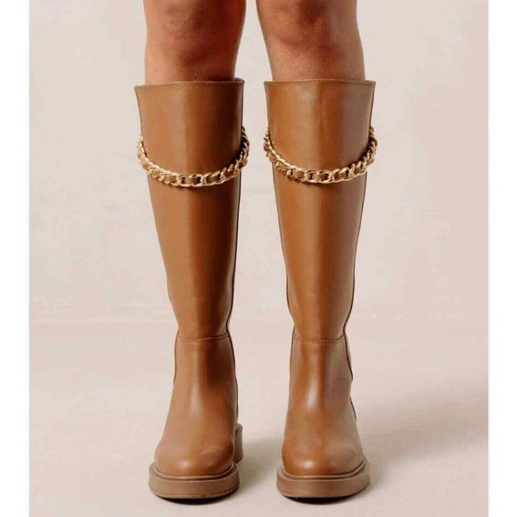 ALOHAS Brown Leather Sole Pier Tall Boots with Chain size 38 and 40 available - Picture 3 of 14